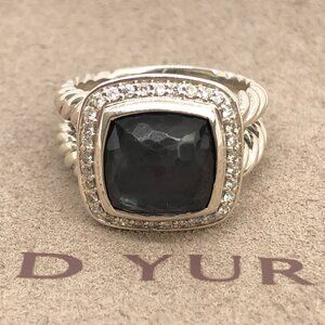 David Yurman Sterling Silver 925 Black Orchid Diamond Albion Ring Size 6.75